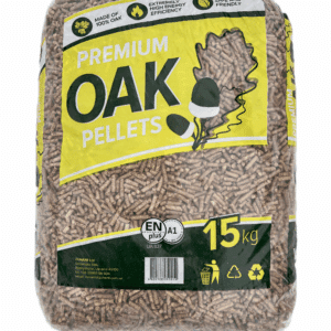 15 kg sæk med ENplus A1 eg træpiller – 8 mm