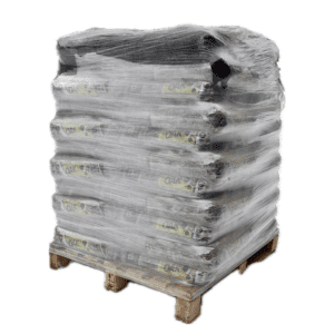 Palle med 66 sække á 15 kg eg træpiller – 8 mm