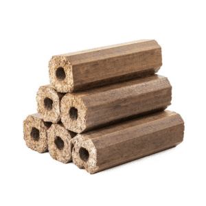 Løse Pini Kay træbriketter stablet